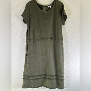 J.Jill green Tshirt dress with fringe